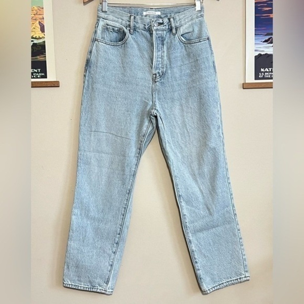 PacSun Light Wash High Rise Straight Leg Button Fly Jeans Sz 27 100% Cotton EUC